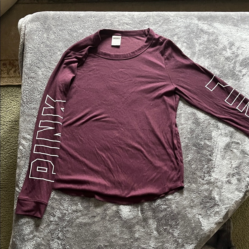 PINK Victoria's Secret Burgundy Long Sleeve Tee